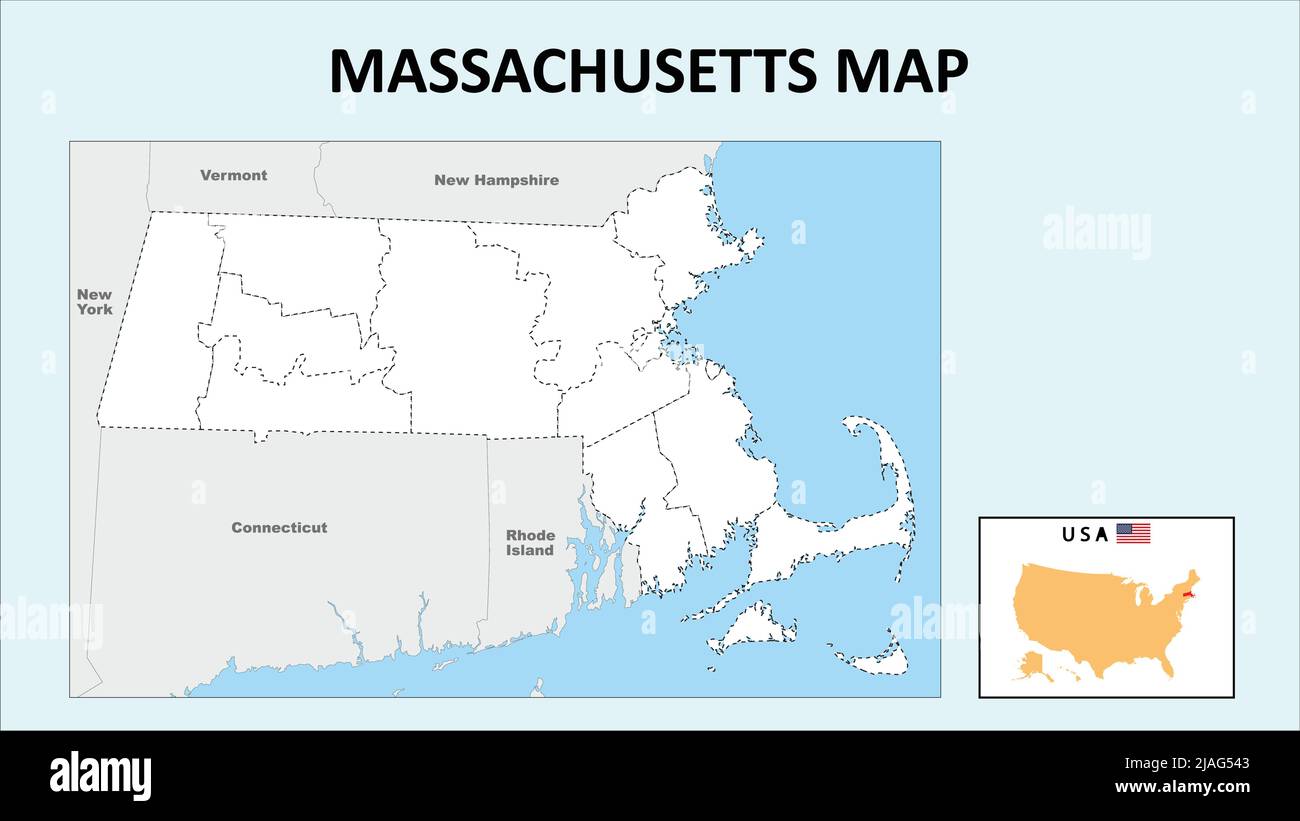 Massachusetts Map Political Map Of Massachusetts With Boundaries In Massachusetts Map Political Map Of Massachusetts With Boundaries In Outline 2JAG543 