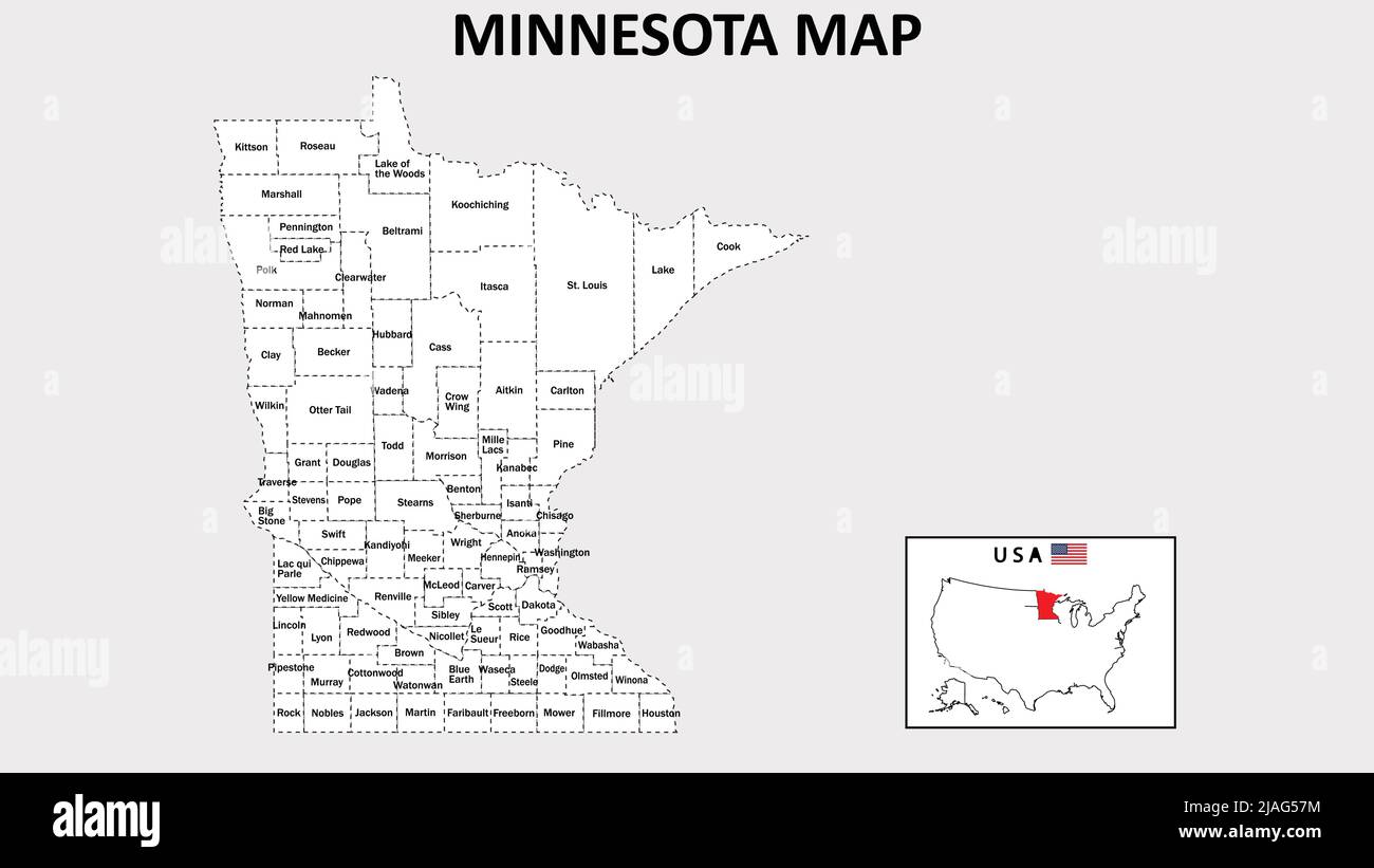 Minnesota Map. State and district map of Minnesota. Administrative map