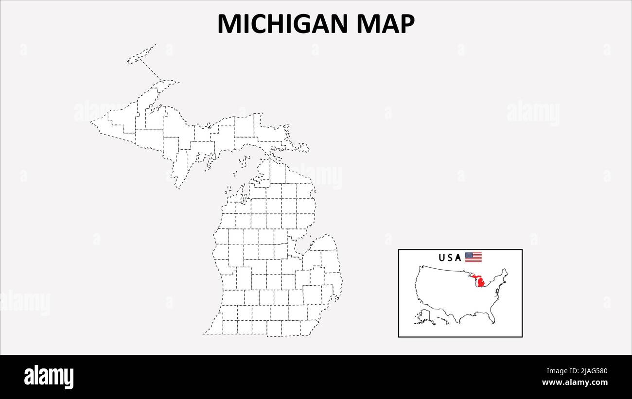 Michigan Map. State and district map of Michigan. Political map of