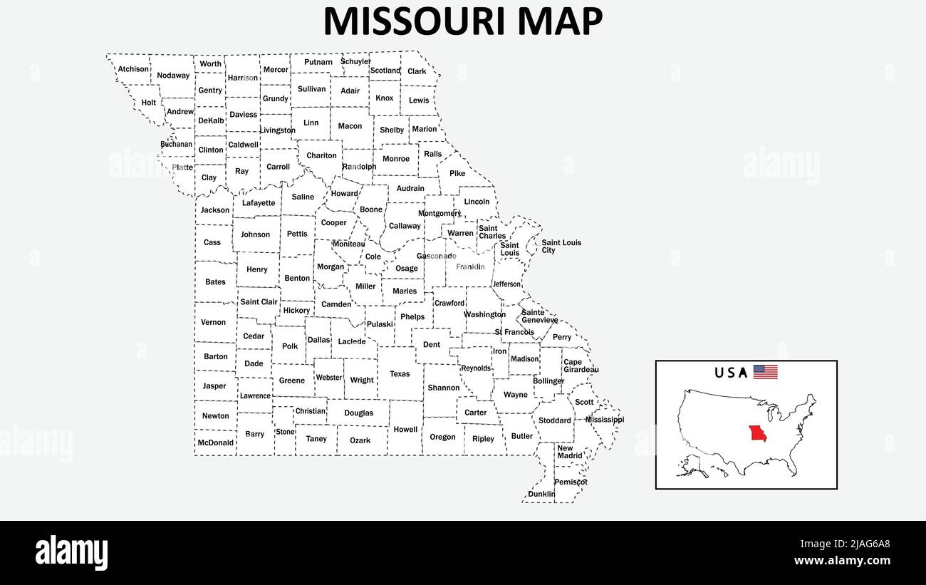 Missouri Map. State and district map of Missouri. Administrative map of