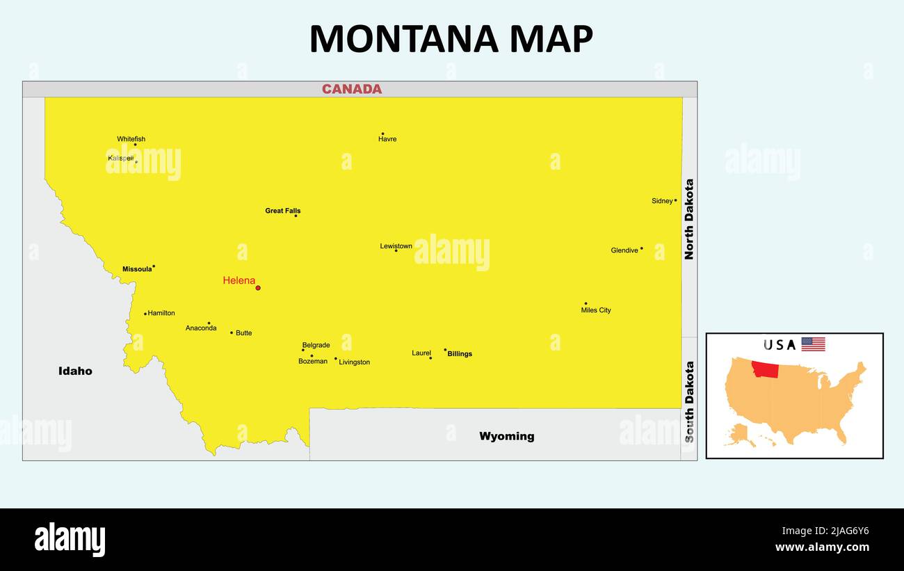 Montana Map. State and district map of Montana. Political map of