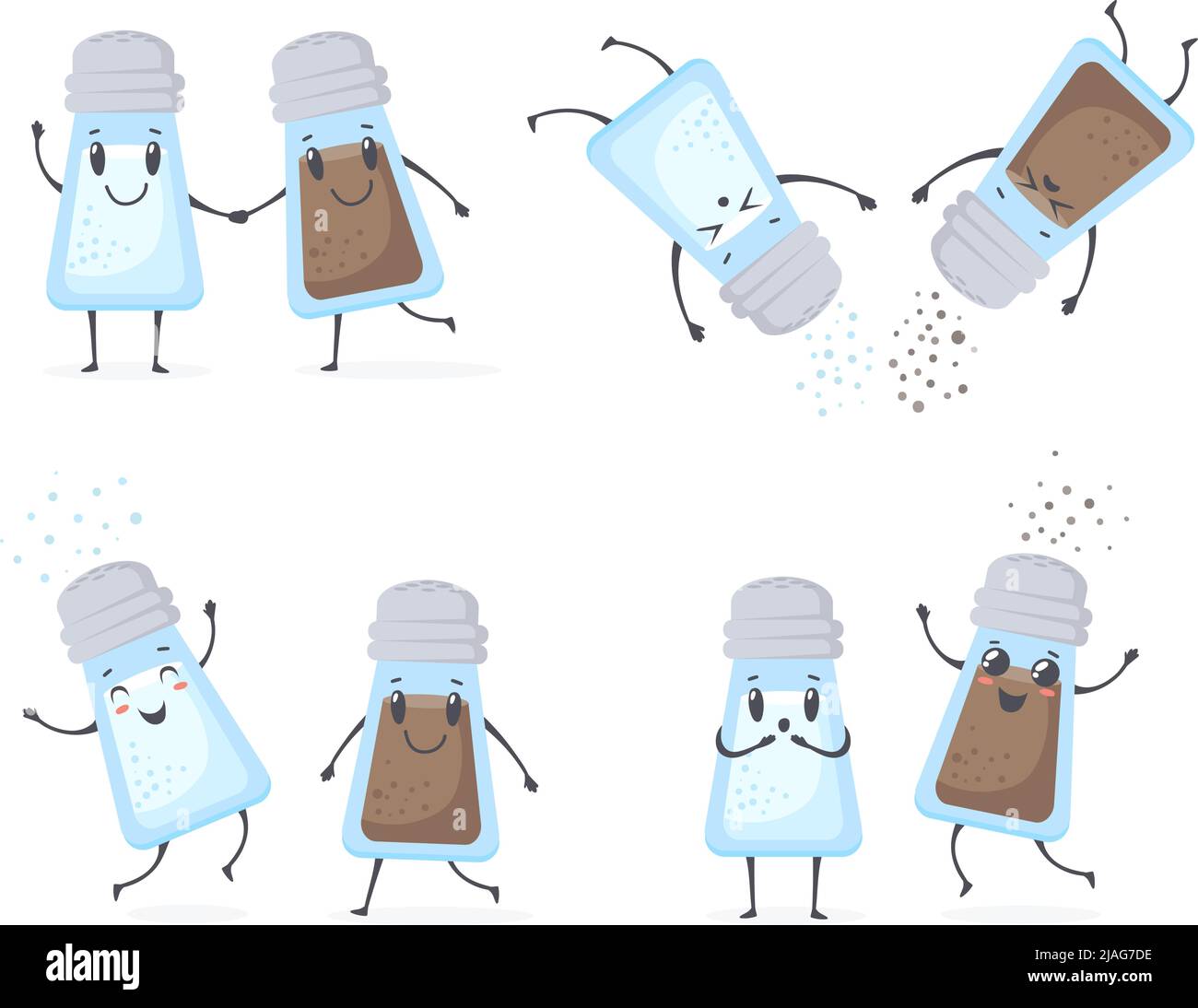 Vector Illustration Of Salt And Pepper Shaker Friendship In Doodle