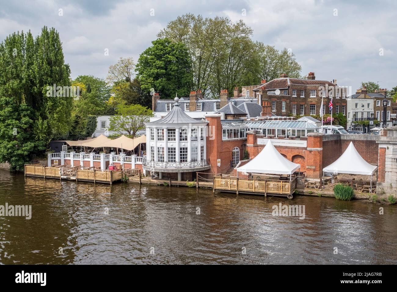 The Mitre Hotel, Hampton Court Road on the River Thames in Hampton, West London, UK. Stock Photo