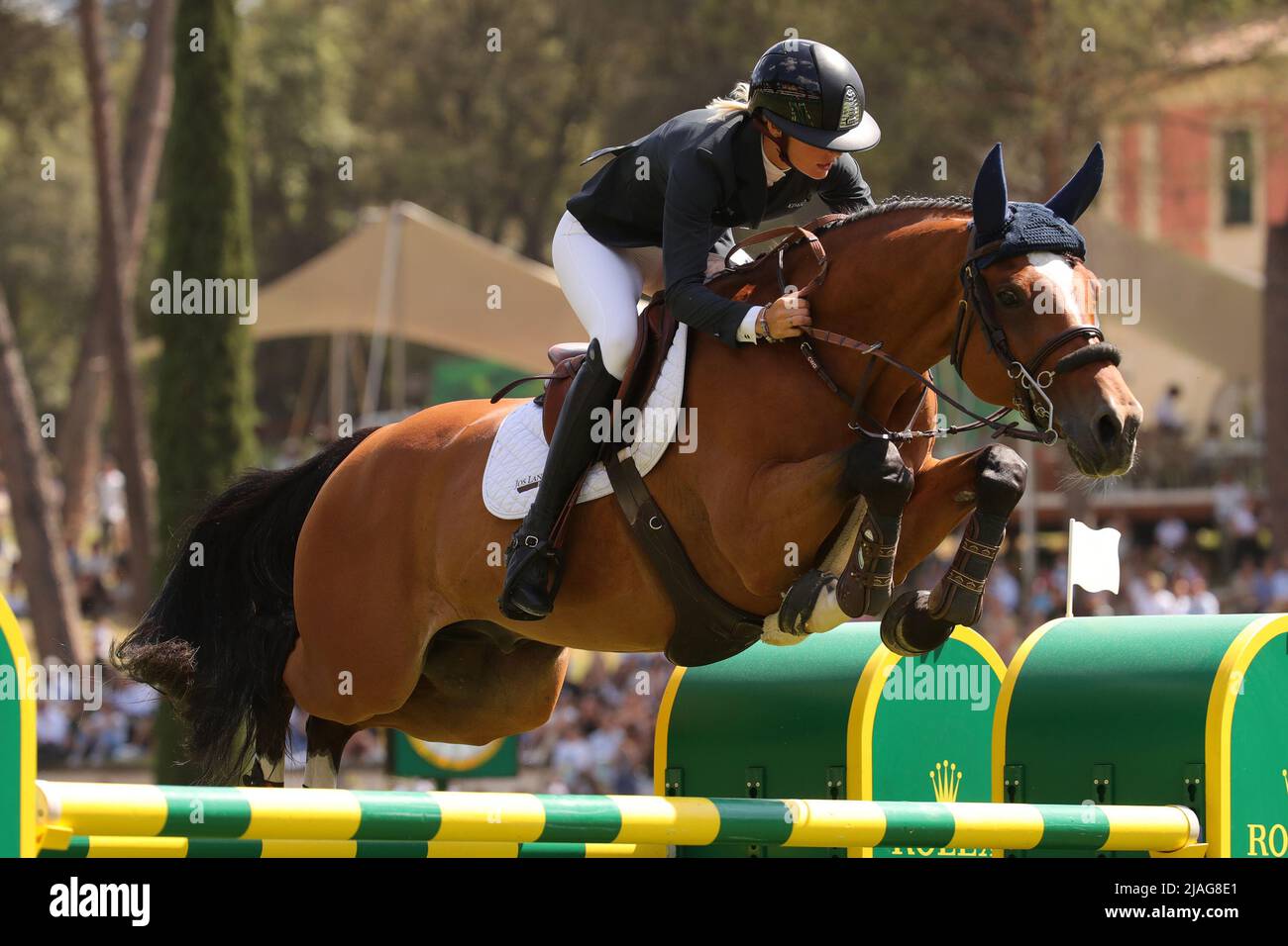 Jana Wargers (GER) on Limbridge  during the CSIO 5* Rome Rolex Grand Prix at Piazza di Siena on May 29, 2022 in Rome, Italy. (Photo by Giuseppe Fama/Pacific Press/Sipa USA) Stock Photo