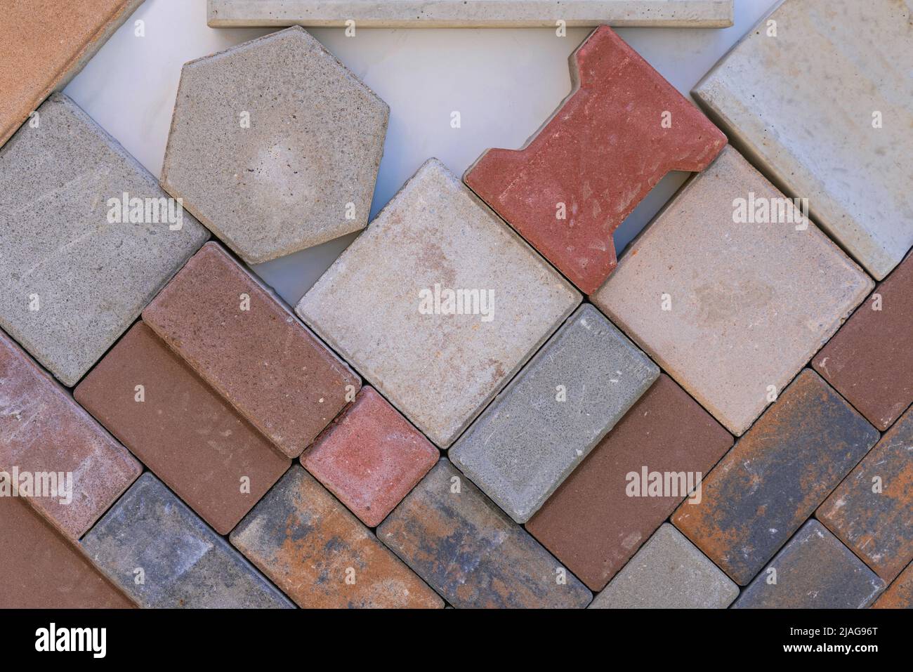 Concrete Garden Bricks Blocks Mix Colour and Various Shape Size Stock Photo