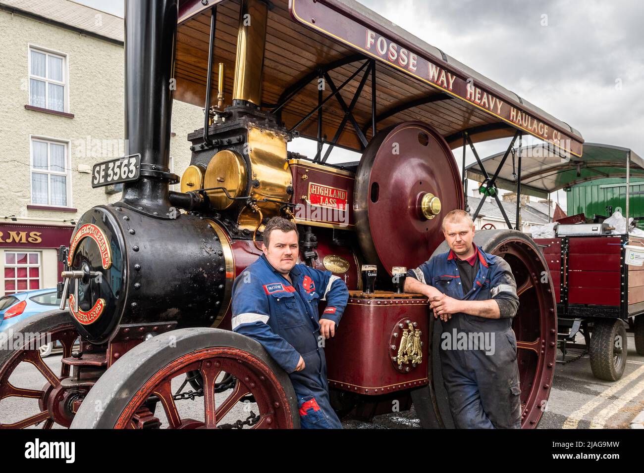 Urlingford, Co. Kilkenny, Ireland. 30th May, 2022. A 1931 Fowler steam traction engine is travelling from the UK to the Innishannon Steam Rally in aid of the Irish Wheelchair Association. Jayson Cole and Neil Clayton from Bulkington near Coventry started their journey on Saturday and hope to arrive in Innishannon for the start of the rally next Saturday. Credit: AG News/Alamy Live News Stock Photo
