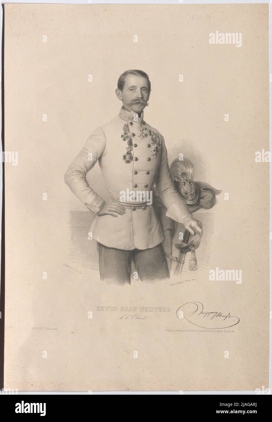 Erwin Graf Neipperg, k. k. Colonel. Gabriel Decker (1821-1855), Artist, Höfelich's widow, printer, L. T. Neumann K.K. Hof-Kunsthandlung, publishing house Stock Photo