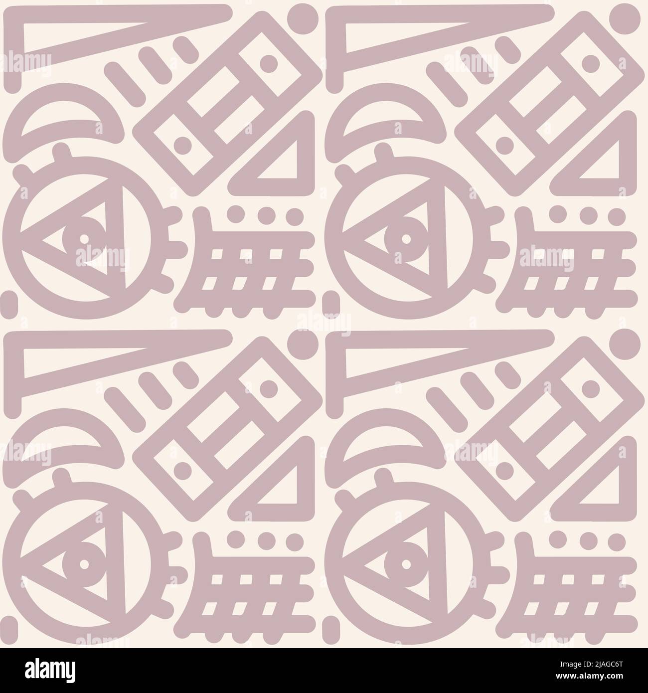seamless pattern with abstract geometric elements hand drawn doodle style. Stock Vector