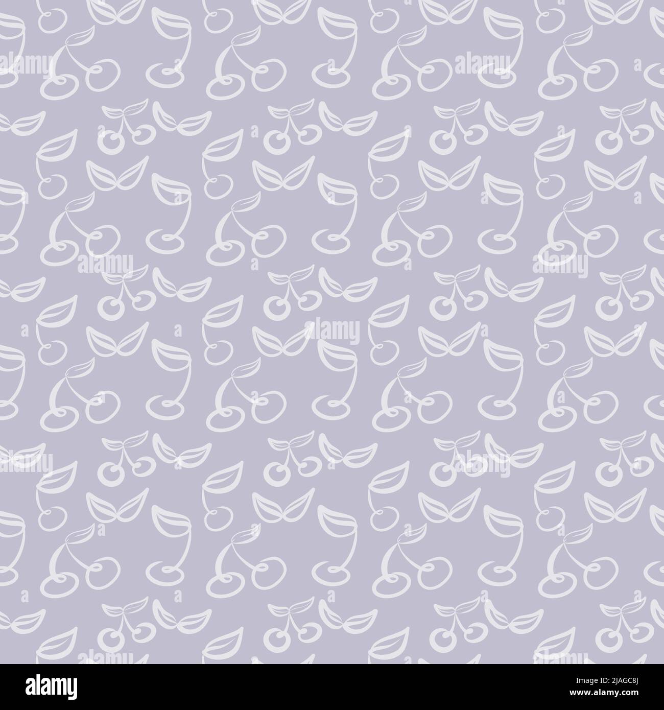 cherry hand drawn scribble doodle elements seamless pattern for fabric wallpaper wrapping Stock Vector
