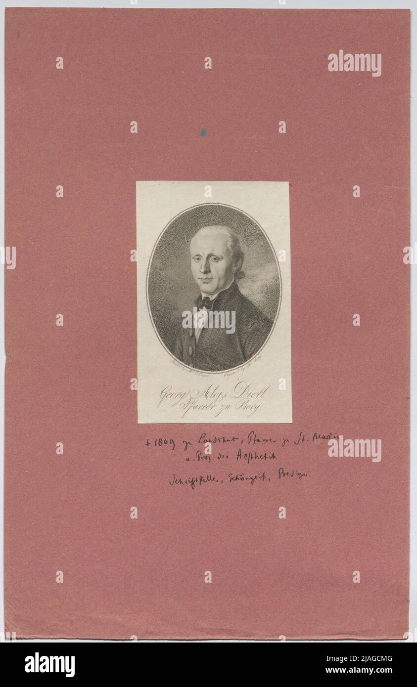 Georg Alois Dietl, Pastor of Berg, professor of aesthetics. Friedrich John (1769-1843), Copper Engraver, After: Josef (also: Johann) Georg Edlinger (1741-1819), Artist Stock Photo