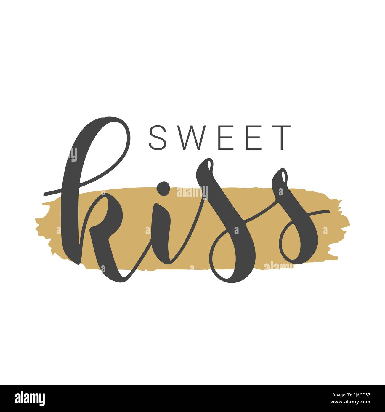 Vector Illustration. Handwritten Lettering of Sweet Kiss. Template for