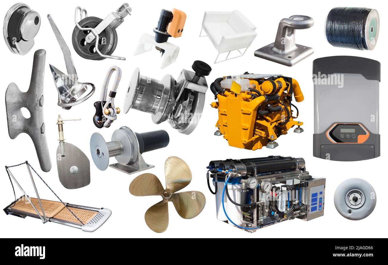 Isolated equipment and parts of modern yacht Stock Photo Alamy