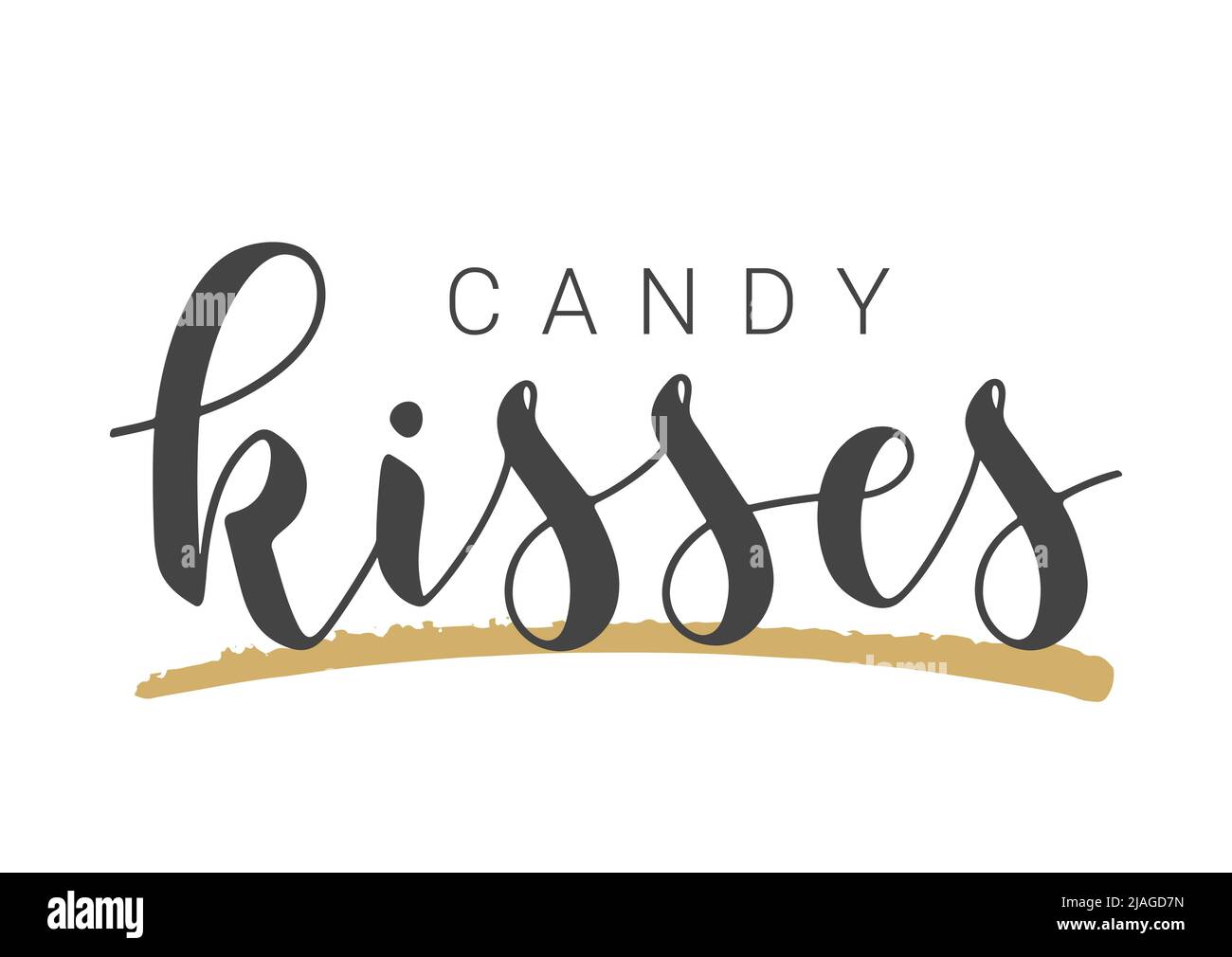 Vector Stock Illustration. Handwritten Lettering of Candy Kisses