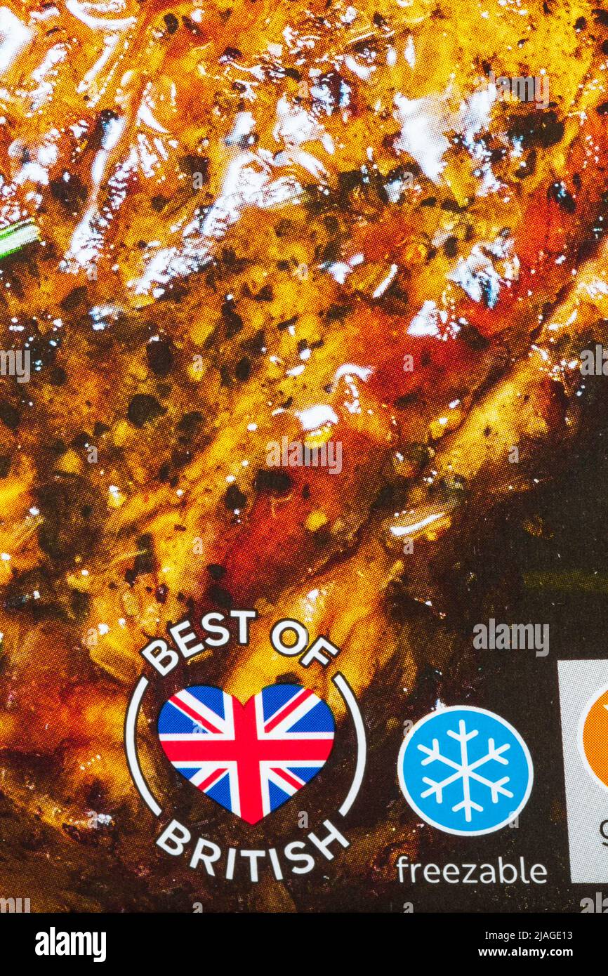 Best of British symbol on box of slow cooked tender British lamb shanks from M&S Stock Photo Alamy