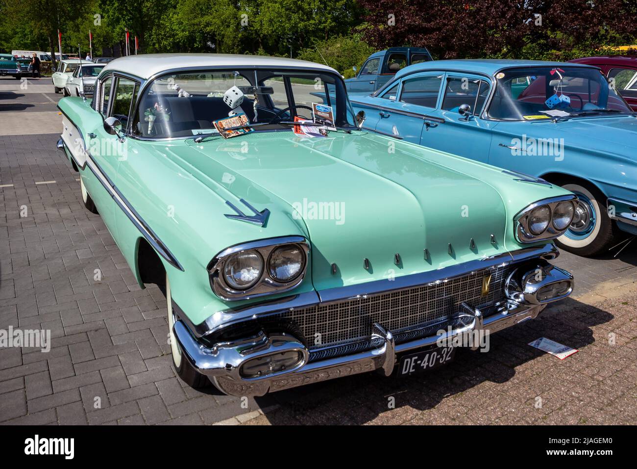 1958 Pontiac Chieftain classic car parked in Rosmalen, The Netherlands - May 10, 2015 Stock Photo