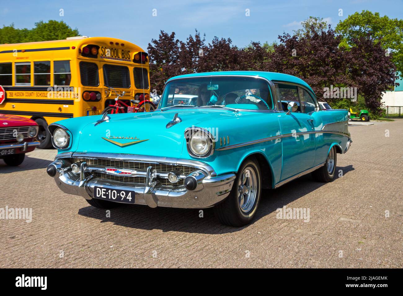 1957 Chevrolet Bel-Air classic American car in Rosmalen, The Netherlands - May 10, 2015 Stock Photo