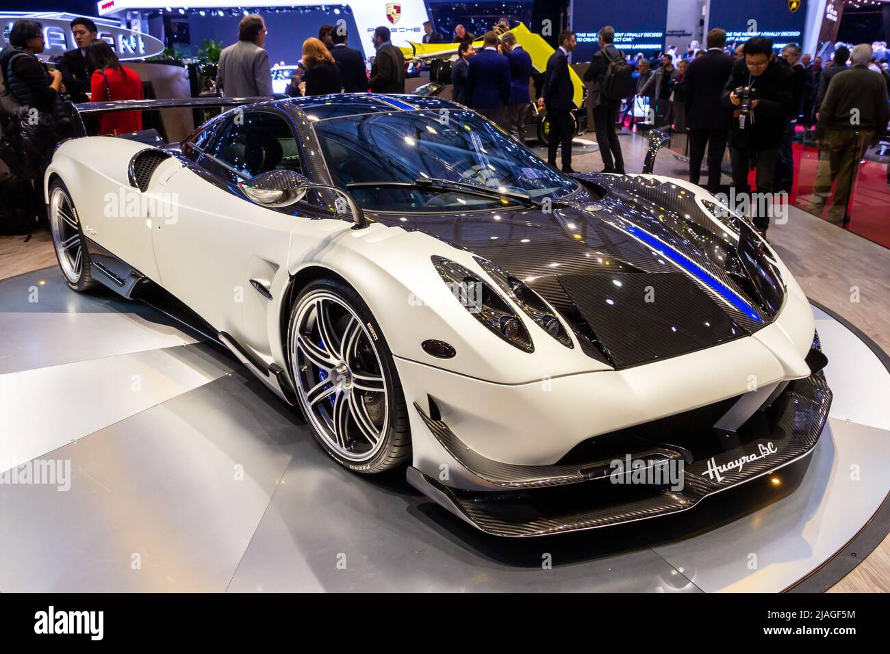 Pagani Huayra BC hypercar at the Geneva International Motor Show. Switzerland - March 2, 2016. Stock Photo