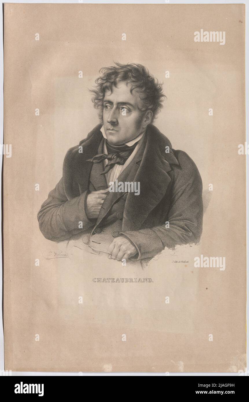 Chateaubriand. Francois Seraphin Delpech (1778—1825), lithographer, after: Zephirin Felix Jean Marius Belliard (1798—1861), artist Stock Photo