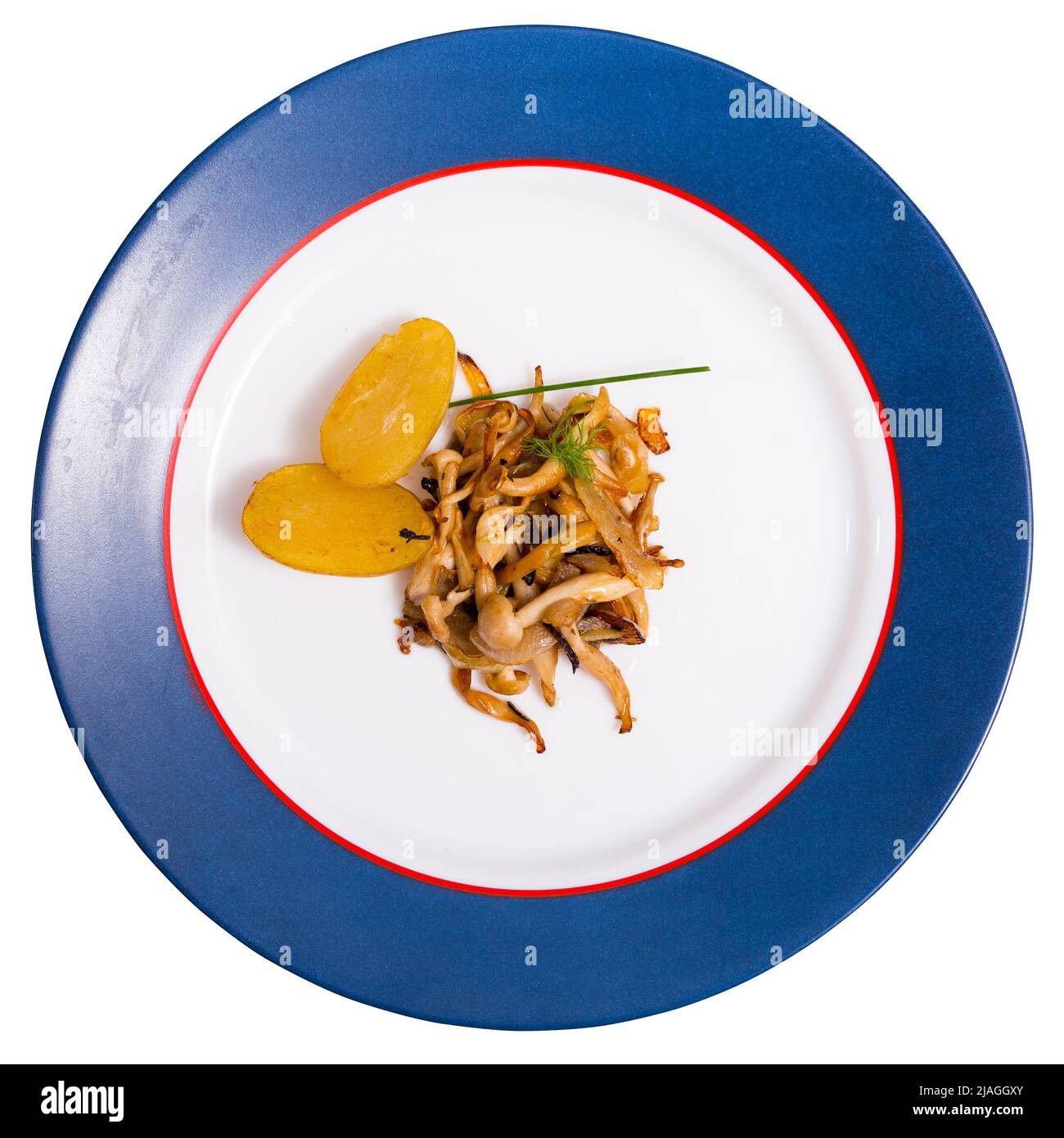 Cooked fried honey fungus mushrooms with babypotatoes Stock Photo Alamy