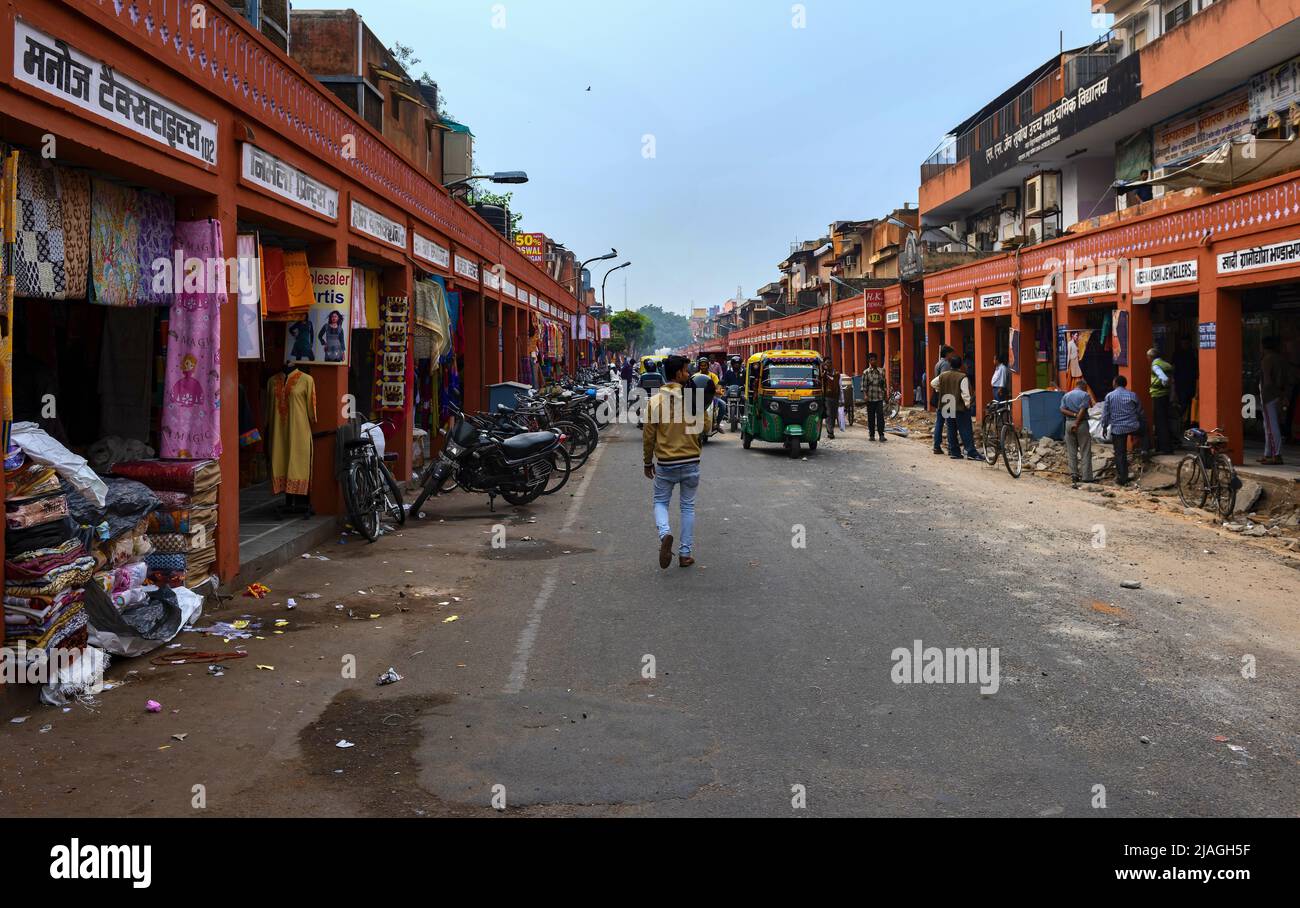Shopping street in Jaipur, India Stock Photo Alamy