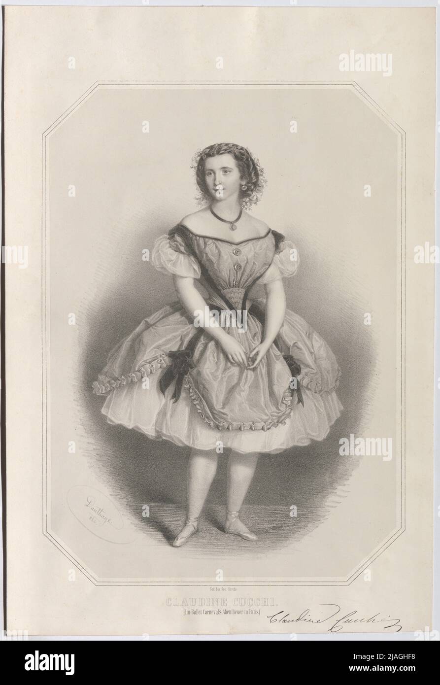 Claudine Cucchi (Couqui), in the Ballet Carnevals adventure in Paris. Adolf Dauthage (1825-1883), Lithographer, Joseph Stoufs, printer Stock Photo