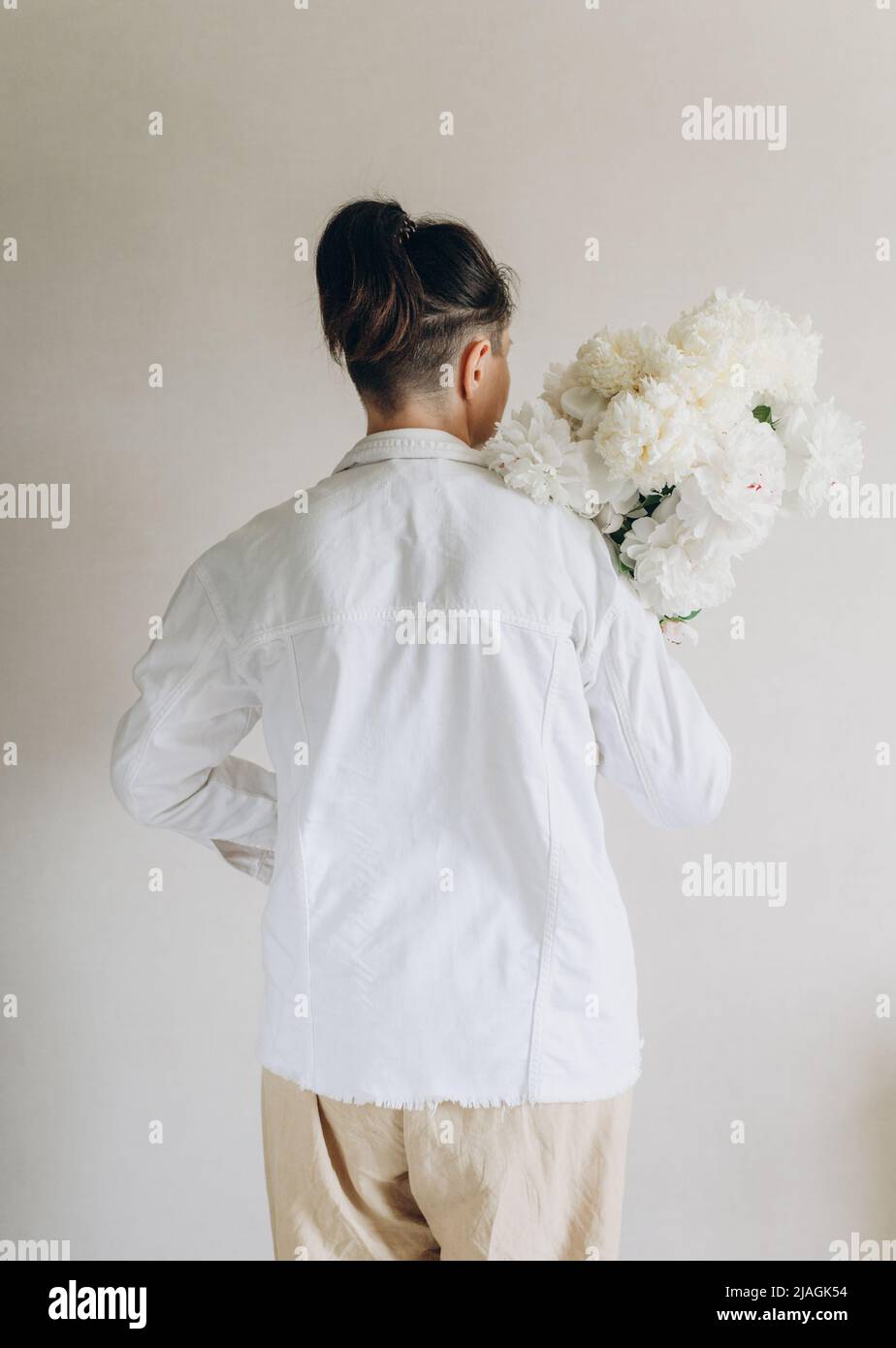 clothes in white color as a layout for your brand print or logo Stock Photo