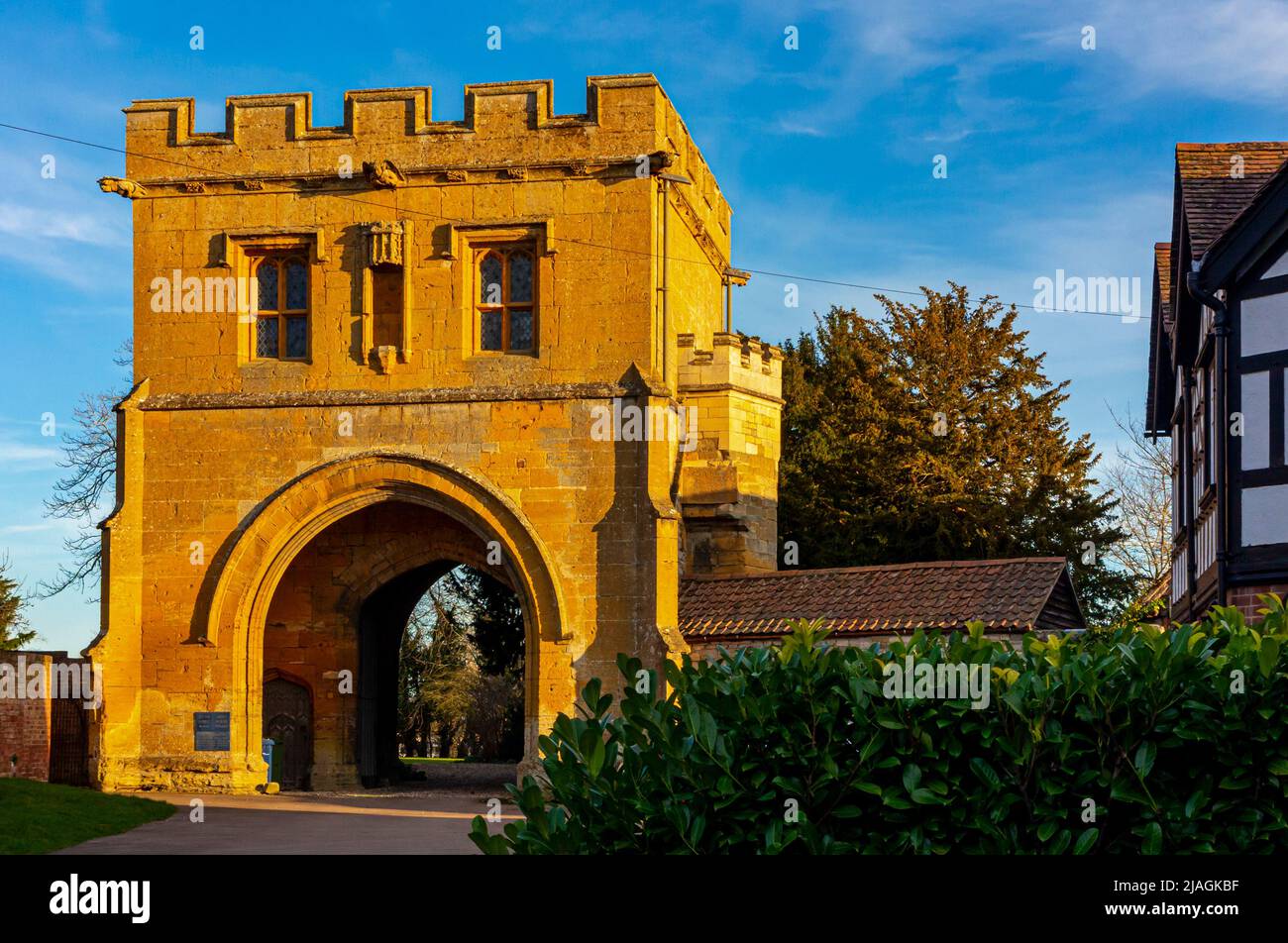 Tewkesbury Abbey Gatehouse in Gloucestershire England UK built c1500 in stone ashlar and now holiday accommodation owned by the Landmark Trust. Stock Photo