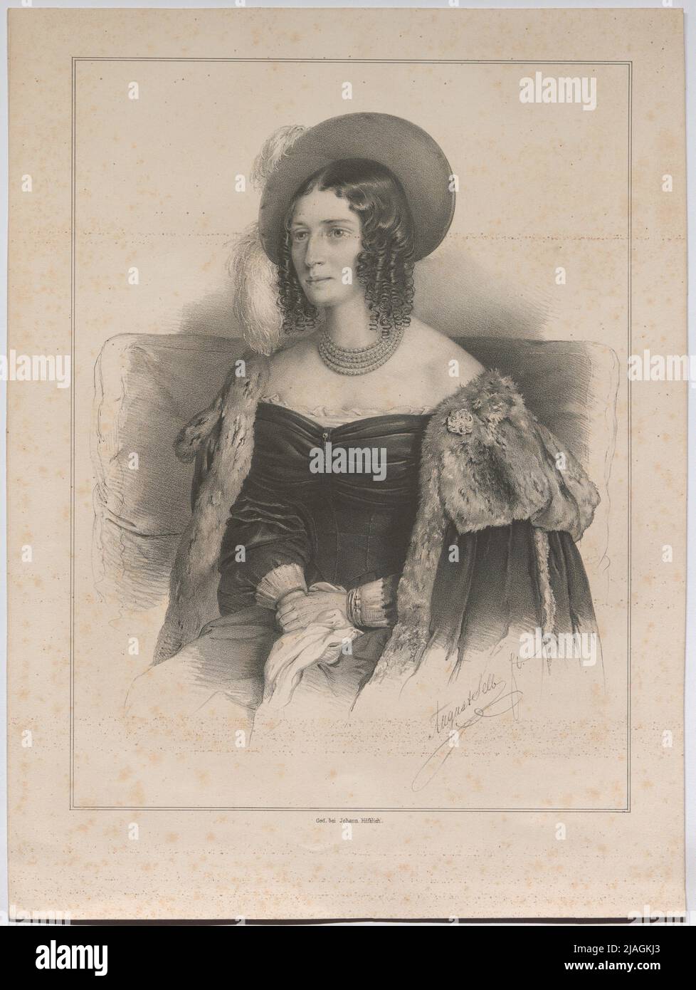 Josephine () Schwarzenberg, wife of Karl Schwarzenberg, born Wratislaw von Mitrowitz. August Selb (1813-1859), Artist, Johann Höfelich (1796-1849), printer Stock Photo