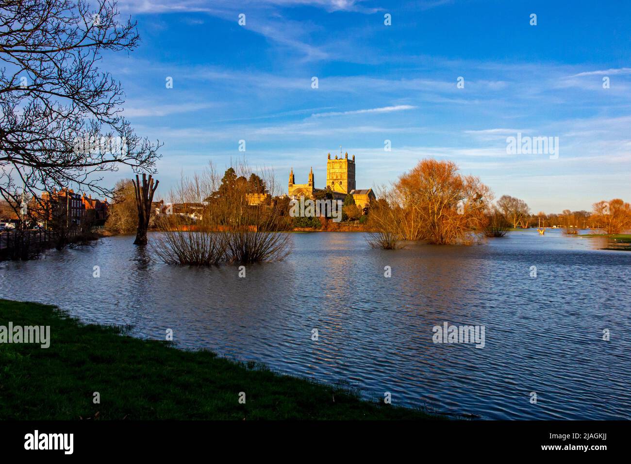 Severe flooding in Tewkesbury Gloucestershire England UK at the point where the Rivers Severn and Avon meet photographed in February 2022. Stock Photo