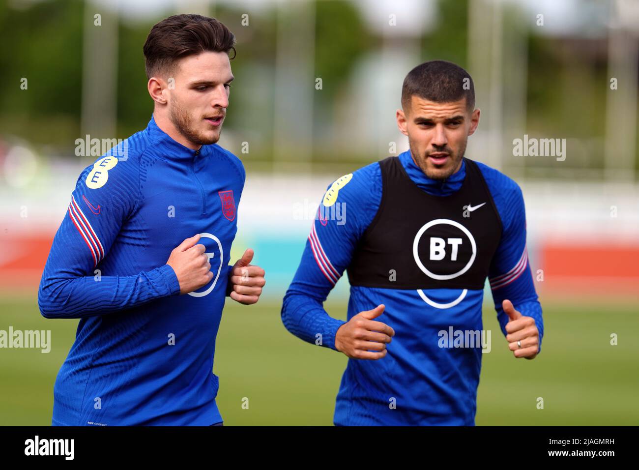 Conor Rice England’s Conor Coady and Declan Rice (left) during a training session ...