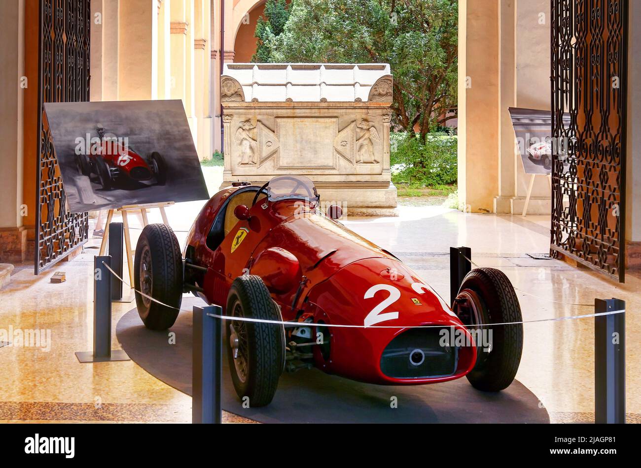 Modena, Italy, may 2022, Motor Valley exibition, Ferrari 500 F2 formula 2, vintage car in the Estense museum Stock Photo
