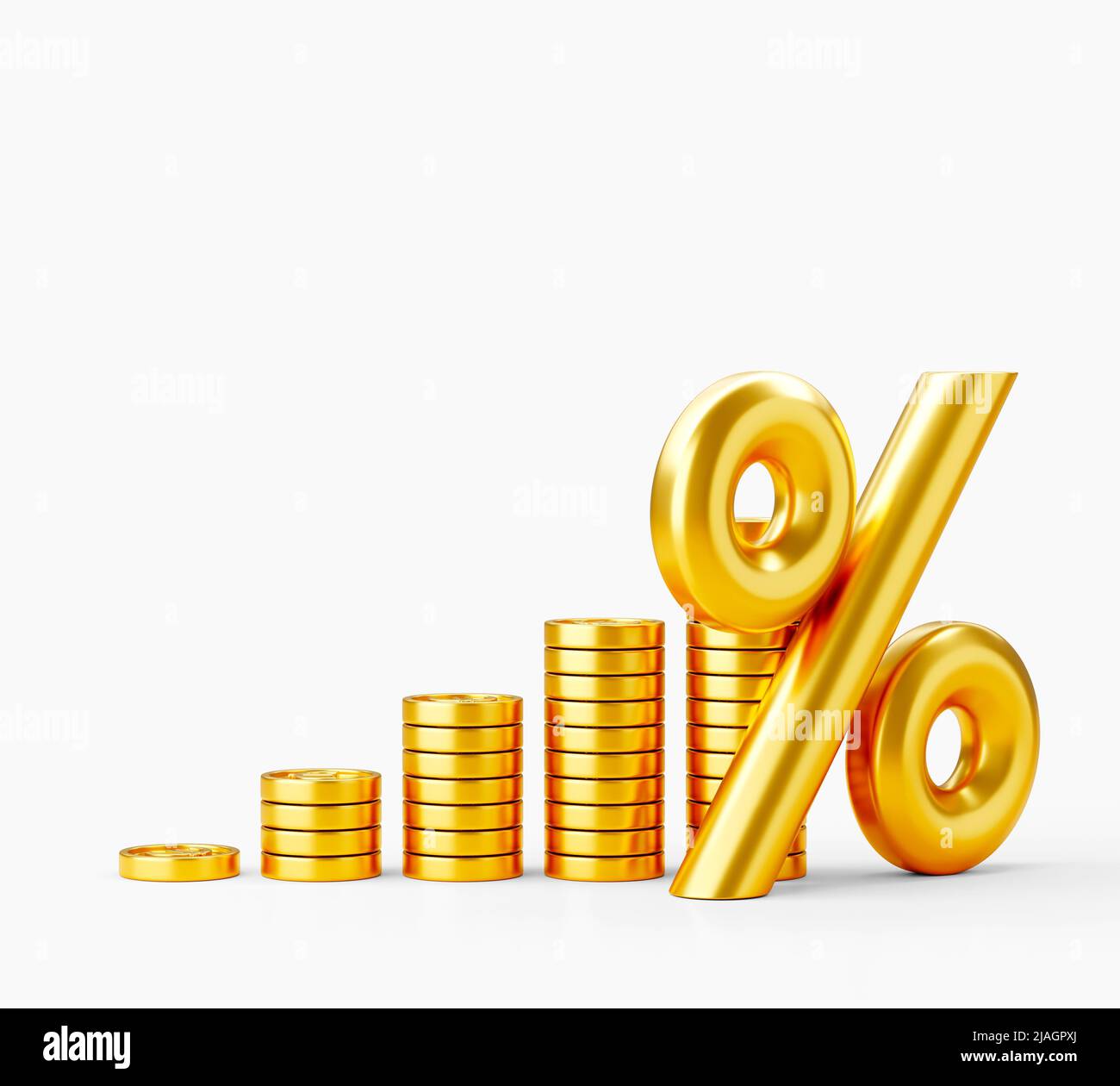 Stacks of golden coin isolated on white background Stock Photo - Alamy