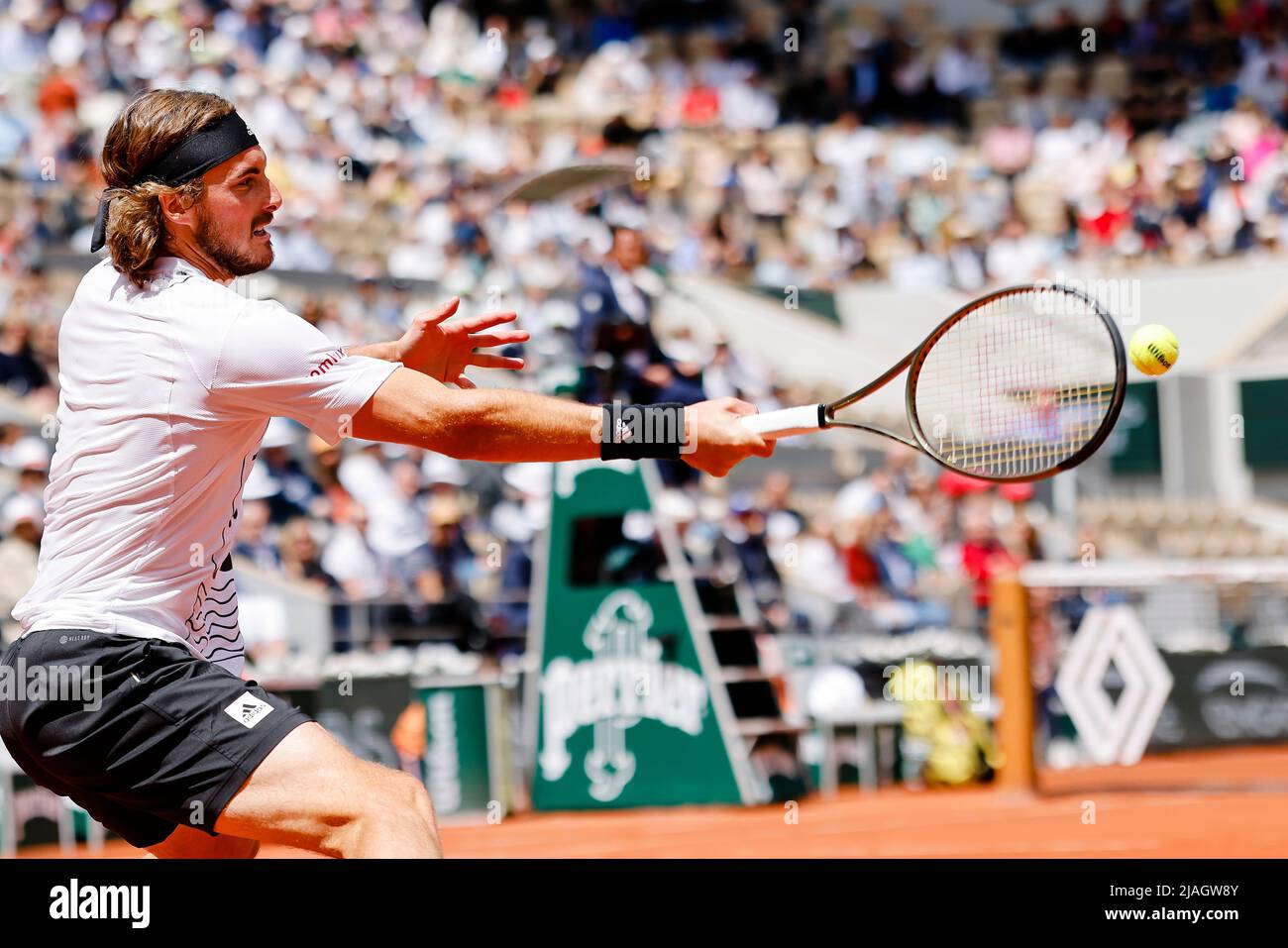 Paris, France. 30th May, 2022. Tennis player Stefanos Tsitsipas from Greece  is in action at the 2022 French Open Grand Slam tennis tournament in Roland  Garros, Paris, France. Frank Molter/Alamy Live news