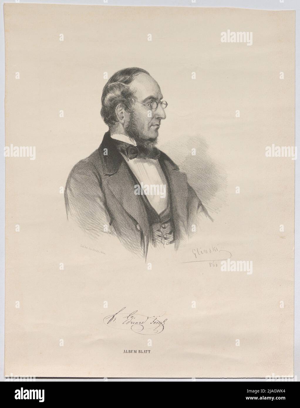 Dr. Eduard Fenzl. J. Glinski, lithographer, Joseph Stoufs, Printer Stock Photo