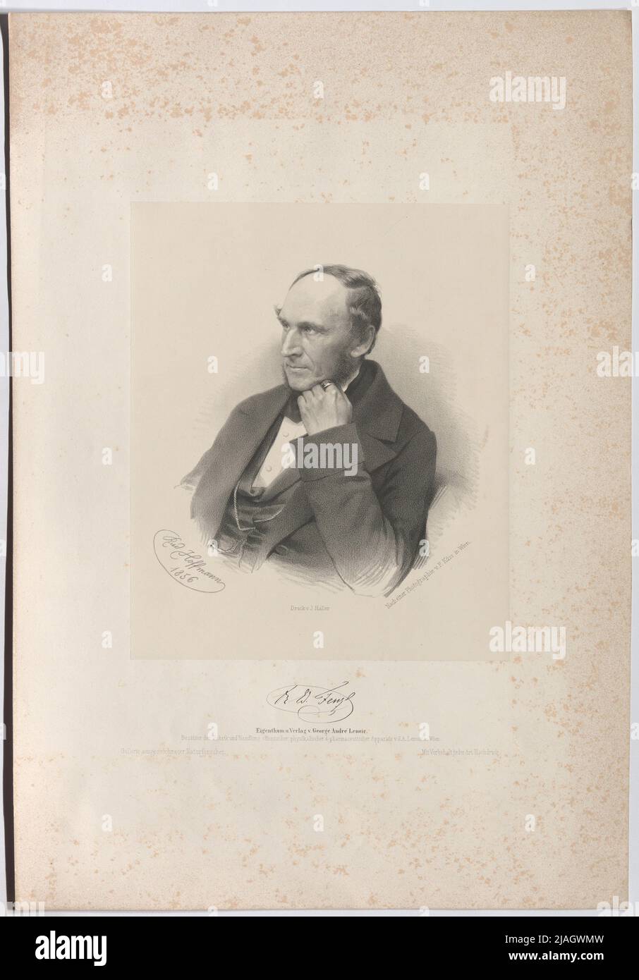 Dr. Eduard Fenzl. Rudolf Hoffmann, Lithographer, after: Ferdinand Küss (1800-1886), Photographer, Joh. Haller, Printer, George André Lenoir (1825-1909), publishing house Stock Photo