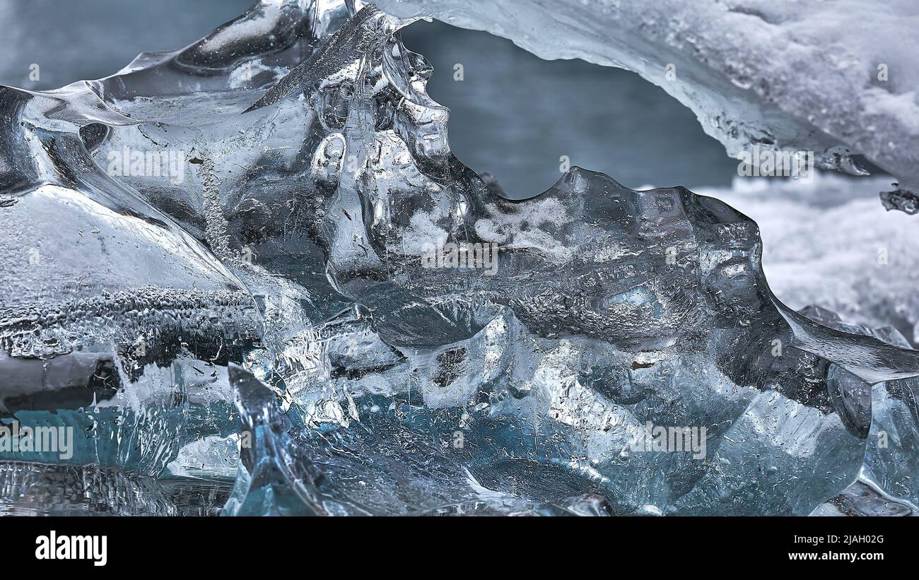 Block of glacier ice strange shaped Stock Photo