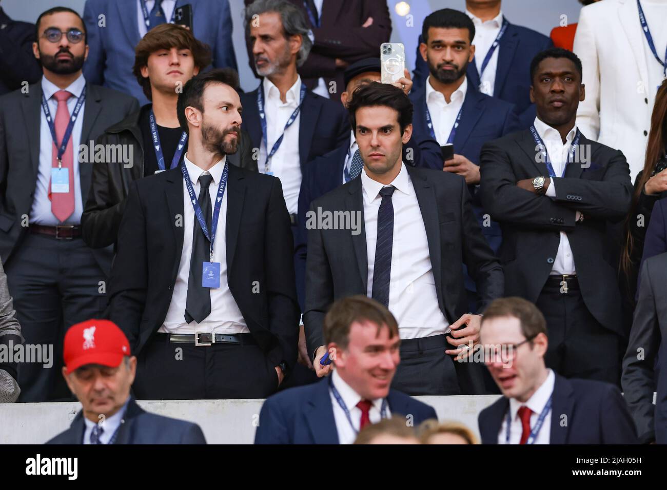 Paris, France, 28th May 2022. Former Brazil, Real Madrid and AC Milan player Ricardo Kaka looks on along with former Ajax, AC Milan and Netherlands player Clarence Seedorf during the UEFA Champions League match at Stade de France, Paris. Picture credit should read: Jonathan Moscrop / Sportimage Stock Photo