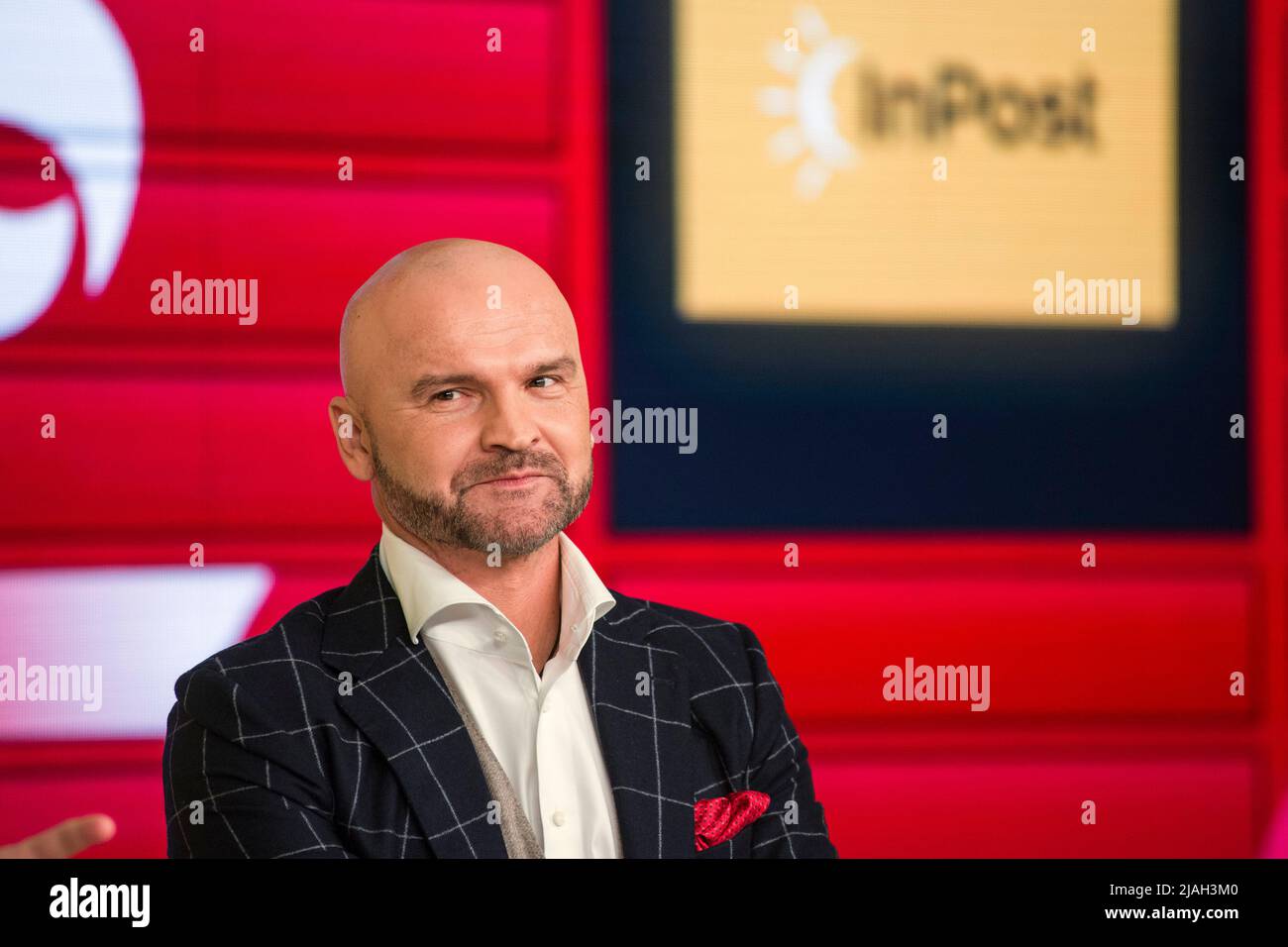 Rafal Brzoska, the president of InPost is seen during the press ...