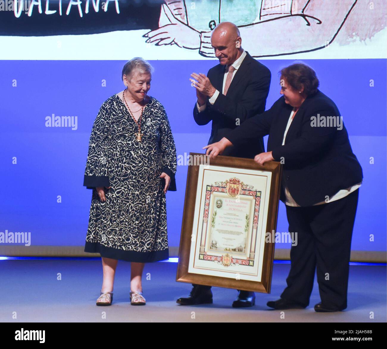 Sevilla, Spain. 30th May, 2022. Delivery of the Seville 2022 medals on the occasion of the day of San Fernando, patron saint of the city. Seville May 30, 2022. In picture: actress Maria Galiana Entrega de las medallas de Sevilla 2022 con motivo del día de San Fernando, patrón de la ciudad. Sevilla 30 de Mayo de 2022 843/Montse/Cordon Press Credit: CORDON PRESS/Alamy Live News Stock Photo