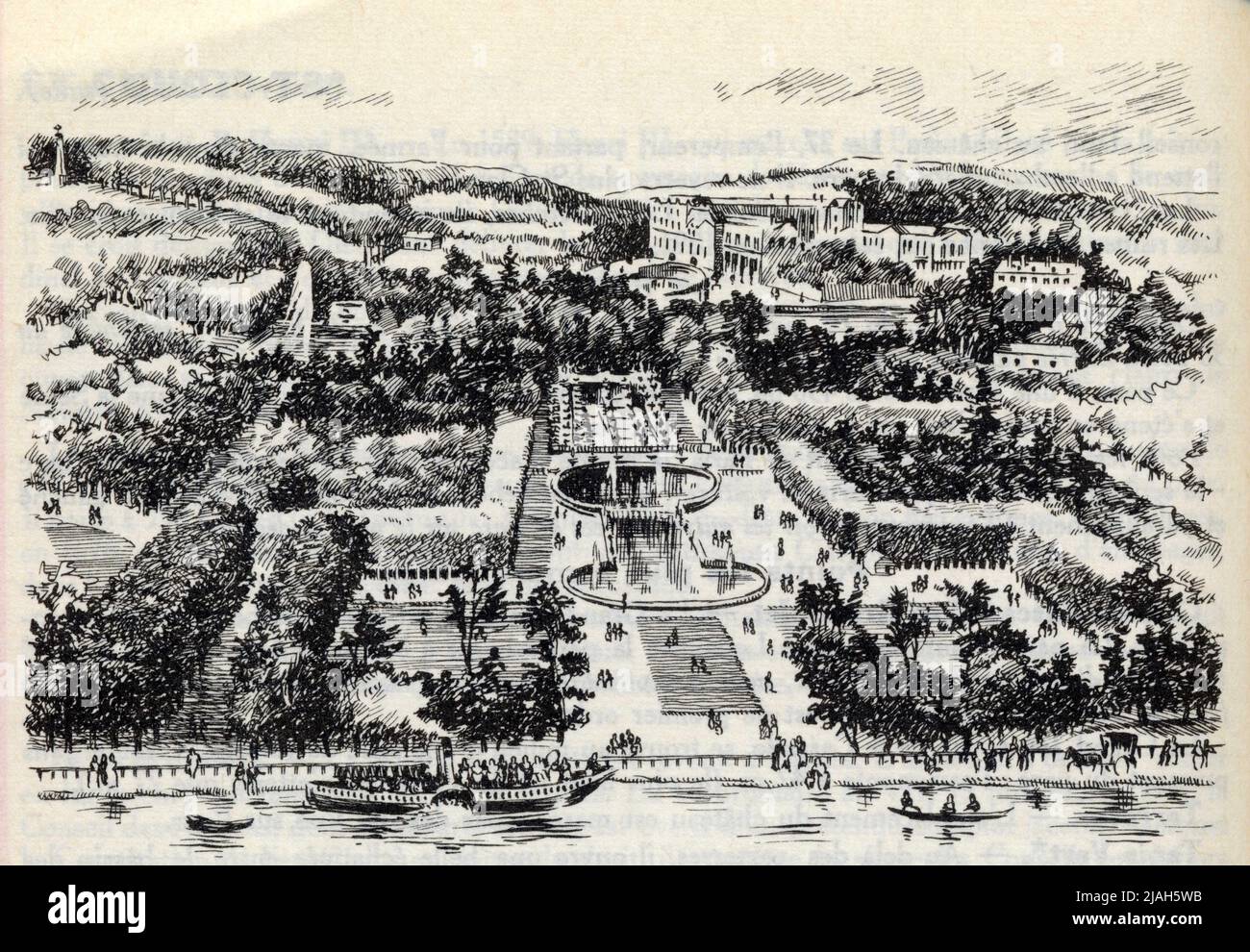 Le parc et le château de Saint Cloud au temps de la monarchie de Juillet Stock Photo