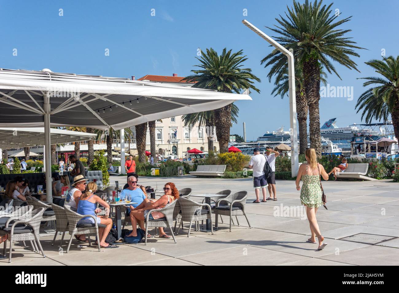 The Riva Waterfront, Old Town, Split, Split-Dalmatia County, Croatia Stock Photo