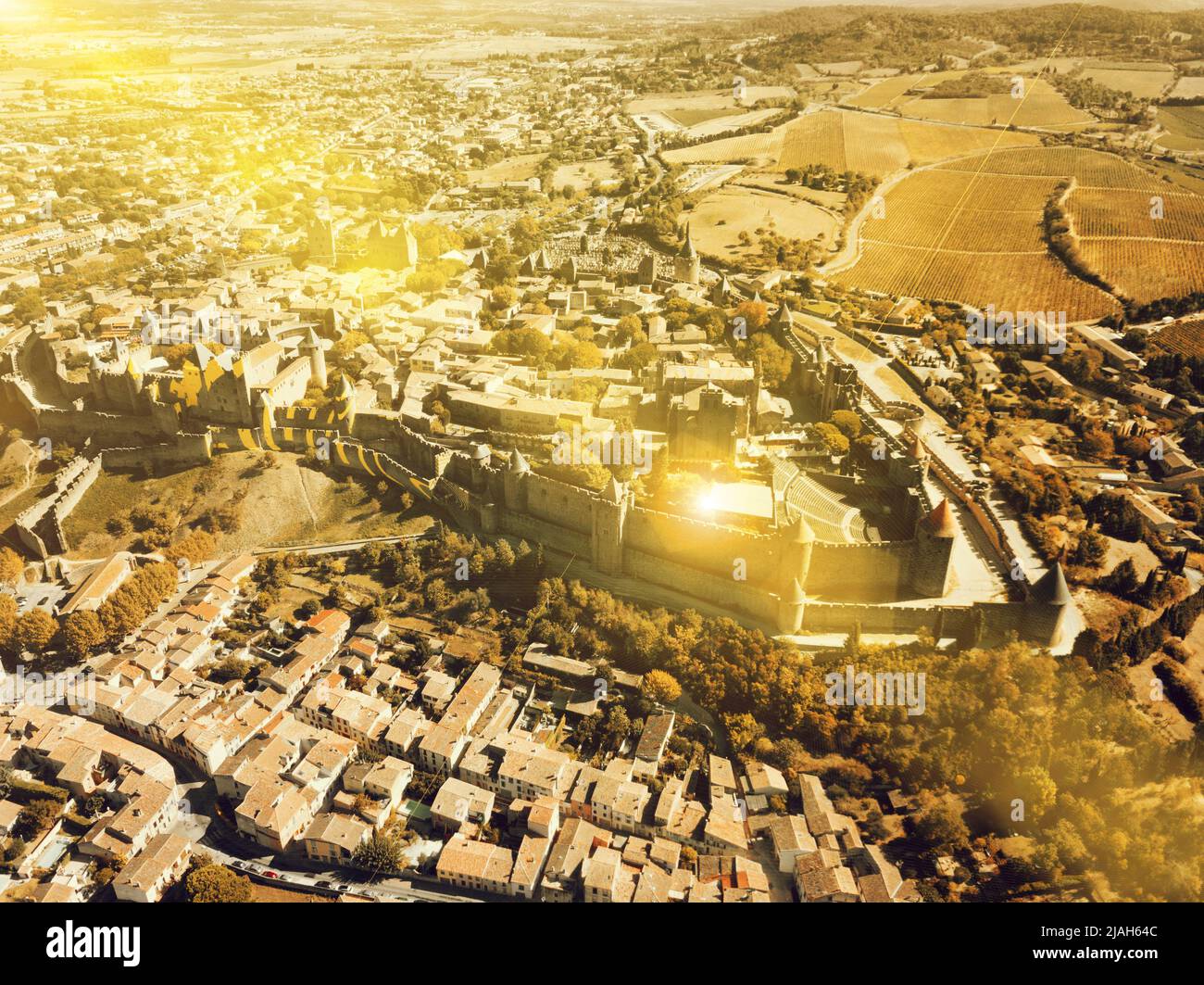 Aerial view of Carcassonne with fortress Stock Photo - Alamy