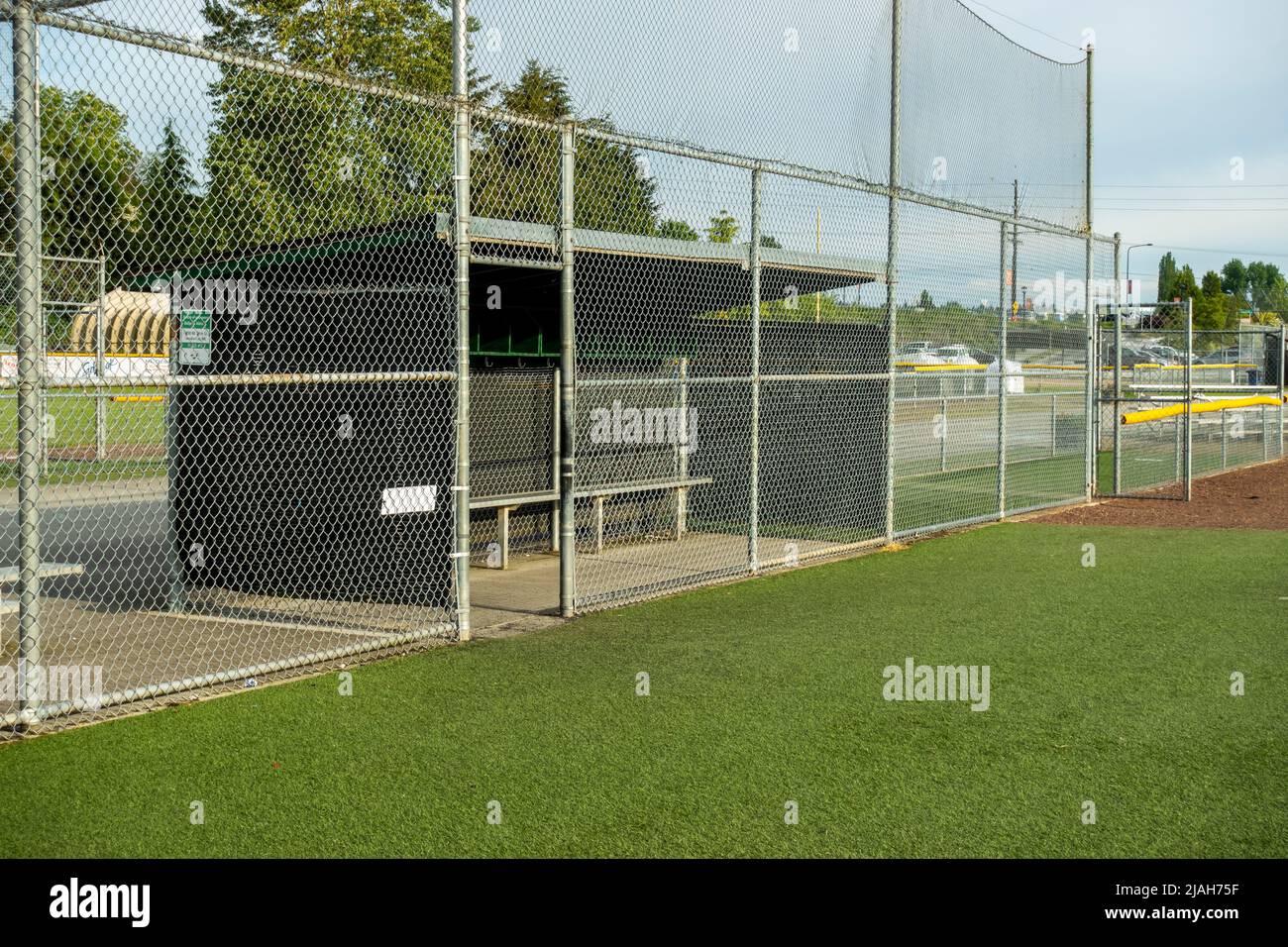 Woodinville, WA USA circa May 2022 Angled view of the dugout on a