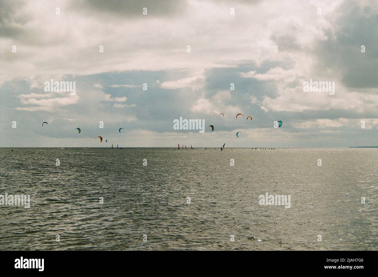 Kitesurfing in the Baltic Sea photography Stock Photo