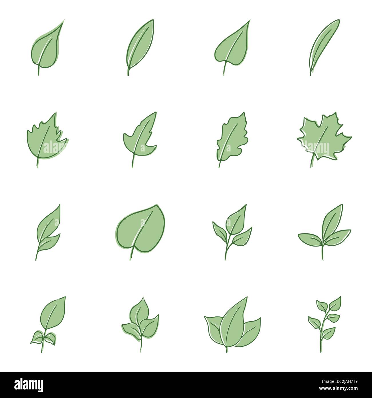Leaf icons set in flat style, isolated on white background Stock Vector ...