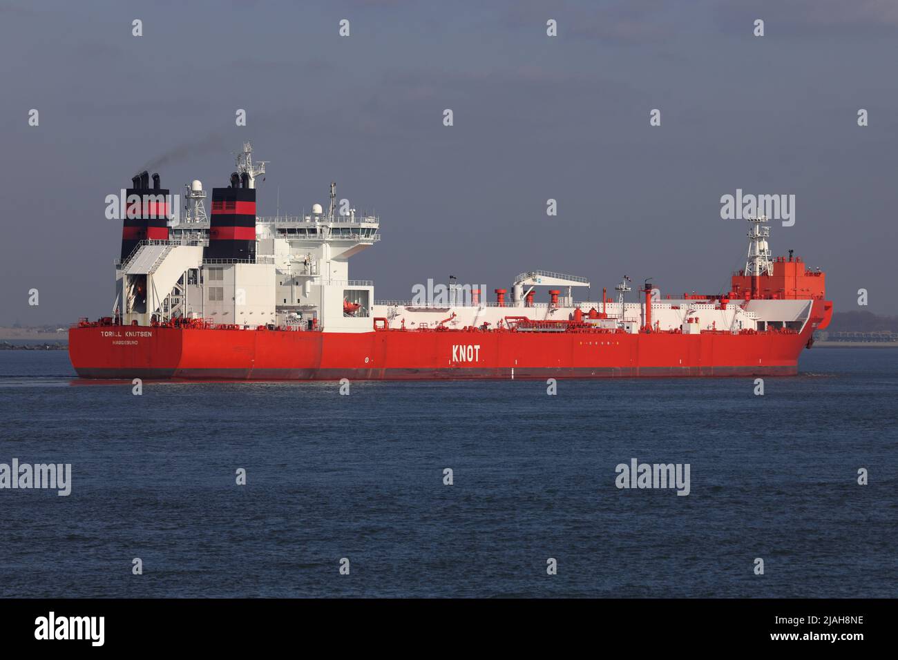 The shuttle tanker Torill Knutsen arrives in the port of Rotterdam on March 18, 2022. Stock Photo