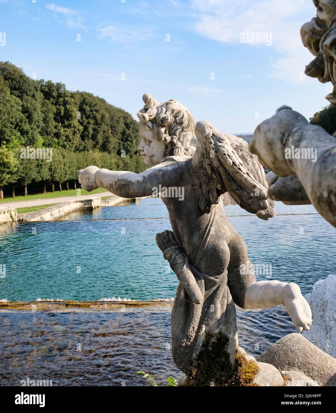 The Waterway with the Royal Palace of Caserta at the bottom as it appears from the Fountain of Venus and Adonis Stock Photo