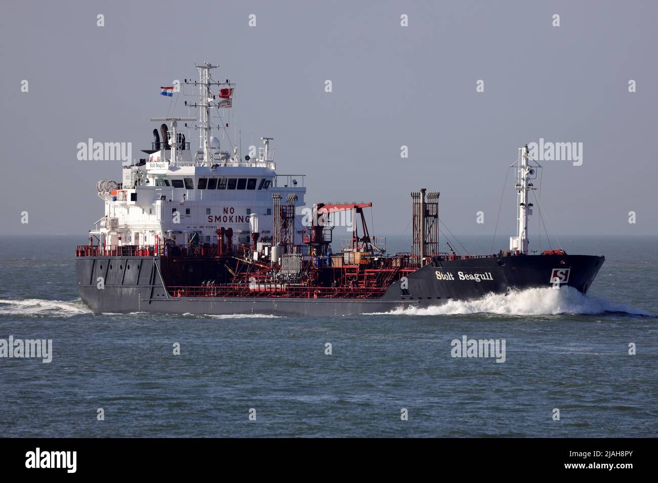 The chemical tanker Stolt Seagull arrives in the port of Rotterdam on March 18, 2022. Stock Photo