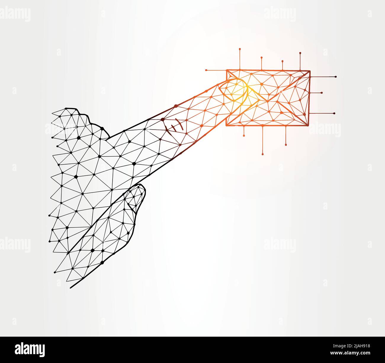 Finger tap on a message low poly illustration on white background Stock Vector