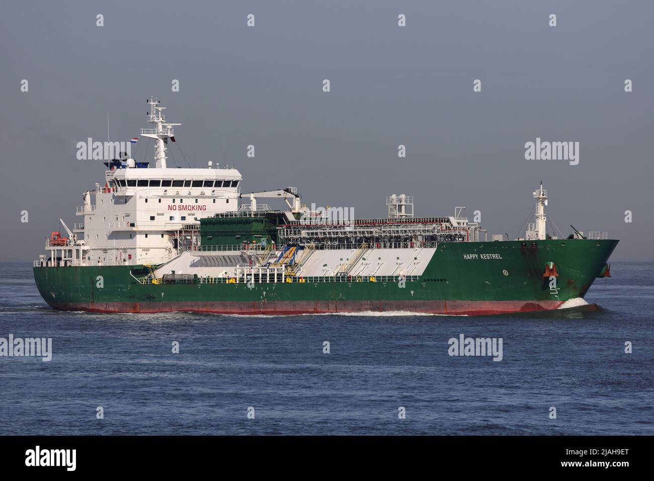 The LPG tanker Happy Kestrel arrives in the port of Rotterdam on March 18, 2022. Stock Photo